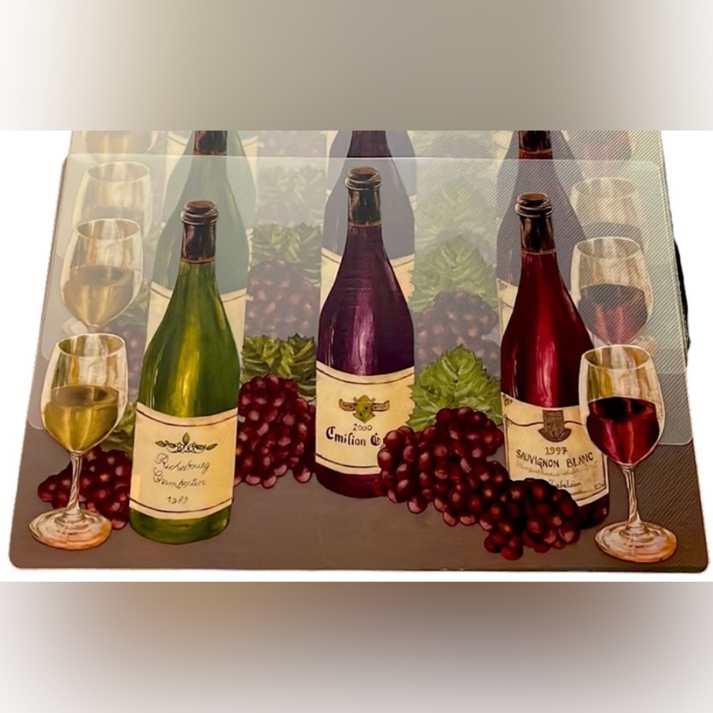 1~Wine & Grape Clear Plastic Placemats 100% Polypropylene 17” 1/2 x 11” 1/2